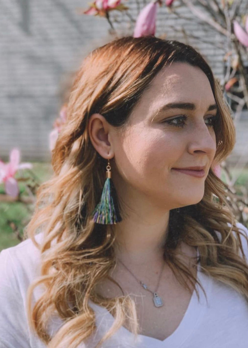 Mardi Gras Tinsel Tassel Earrings