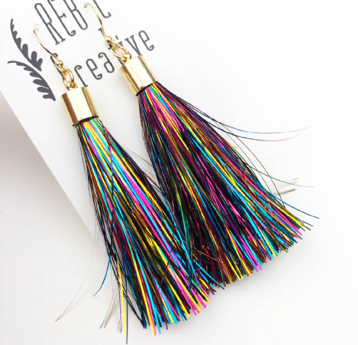 Mardi Gras Tinsel Tassel Earrings
