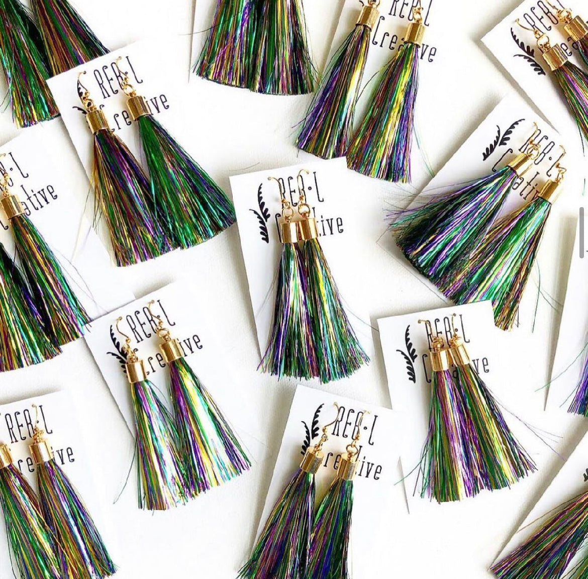 Mardi Gras Tinsel Tassel Earrings