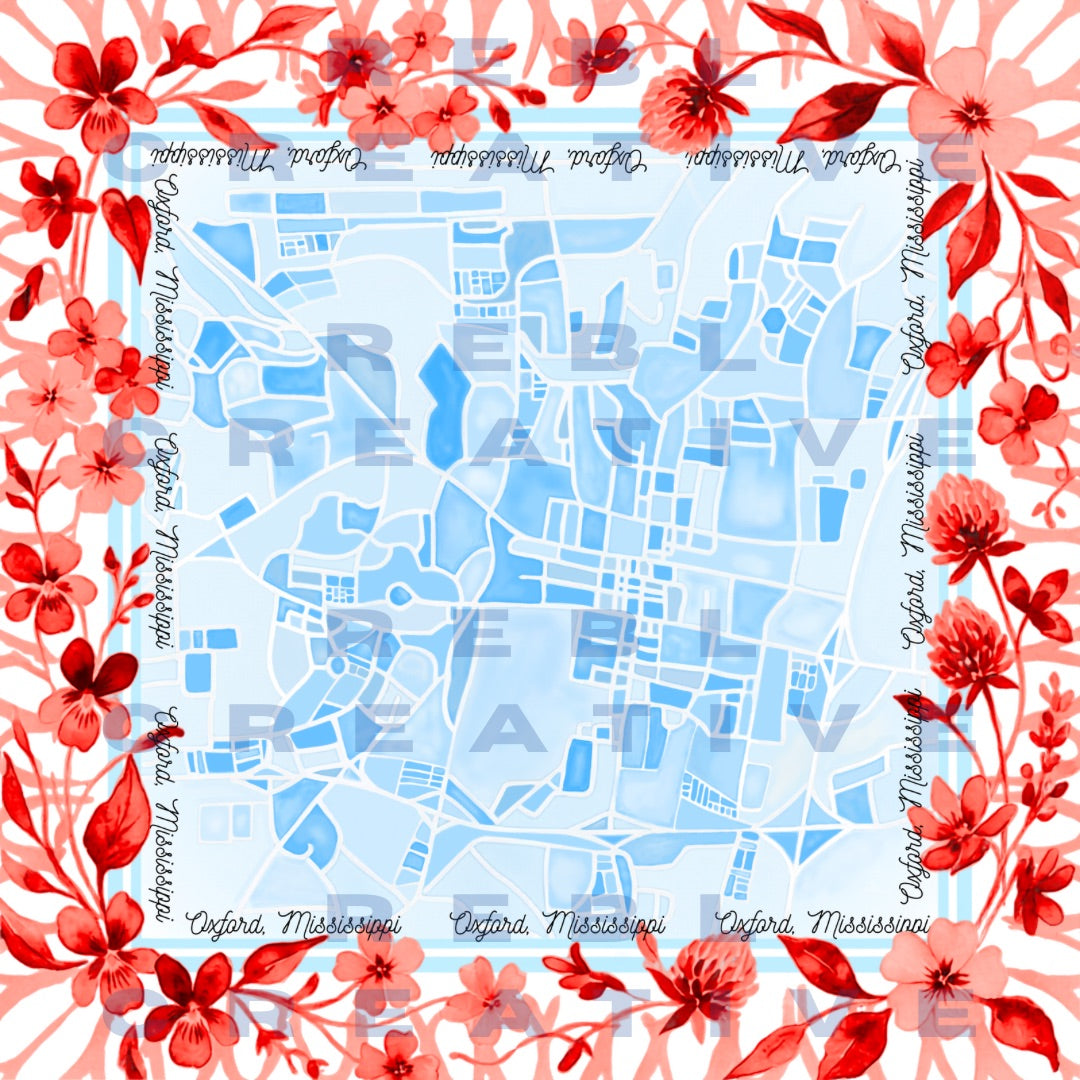Oxford Mississippi Watercolor Map Scarf - *PRE-ORDER*
