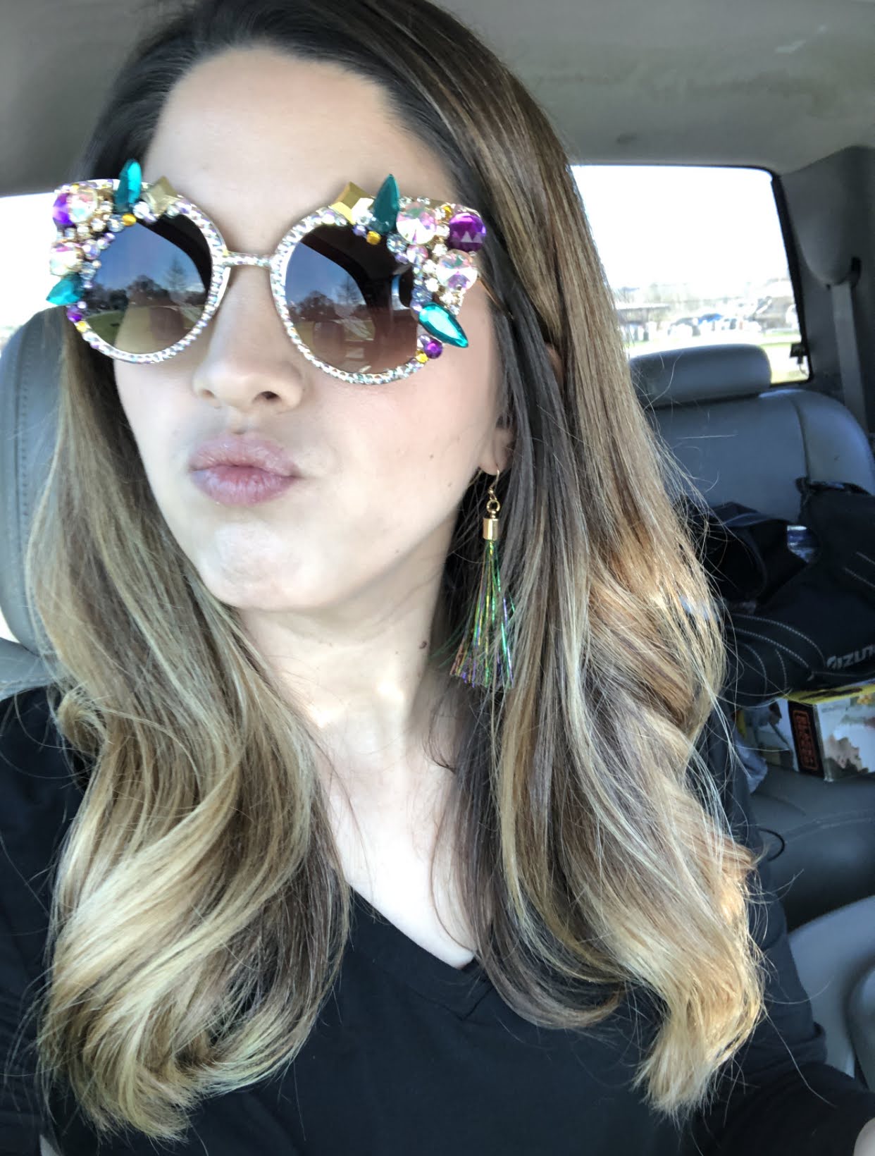 Mardi Gras Tinsel Tassel Earrings